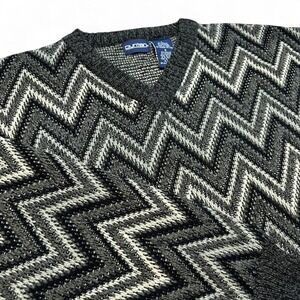 Vintage geometric knitted grandpa grunge preppy puritan sweater size large